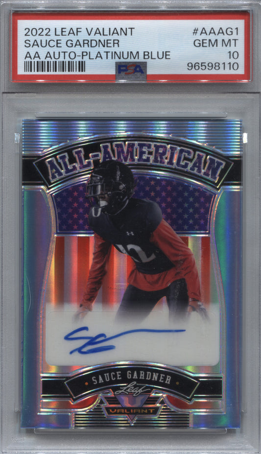 2022 Leaf Valiant Sauce Gardner All-American Platinum Blue Rookie Auto /10 PSA 10