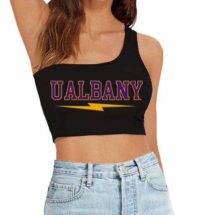University at Albany Lightning One Shoulder Top