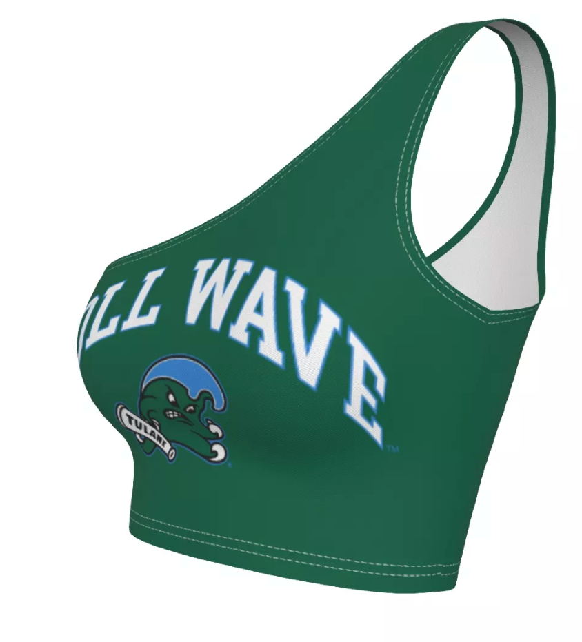 Tulane Green One Shoulder Top