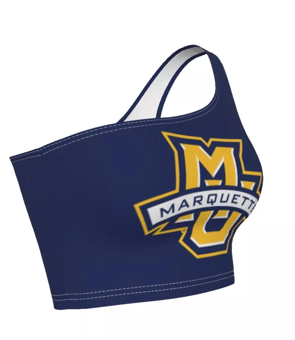 Marquette Navy One Shoulder Top