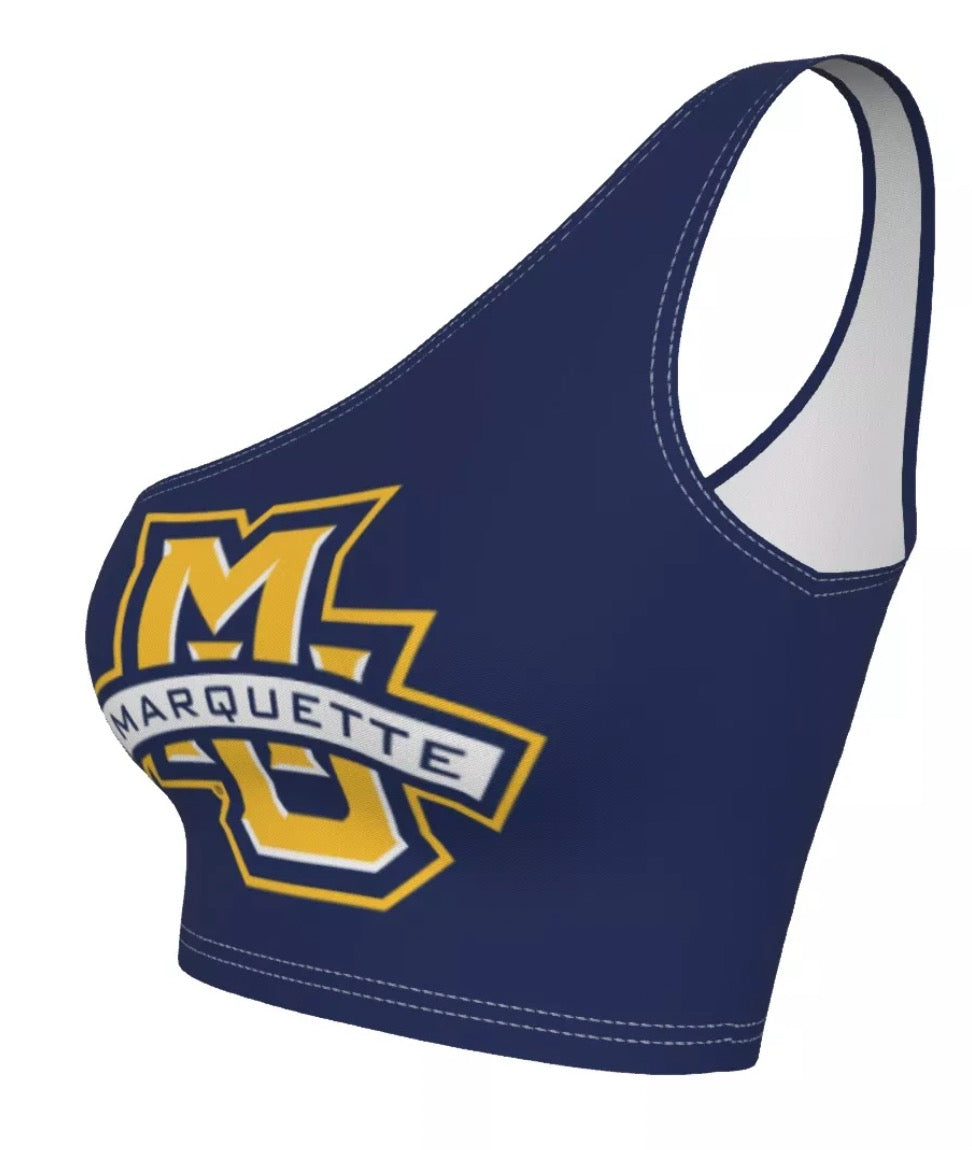 Marquette Navy One Shoulder Top