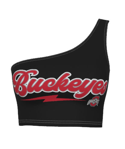 Ohio State OSU Buckeyes Lightning Black Shoulder Top