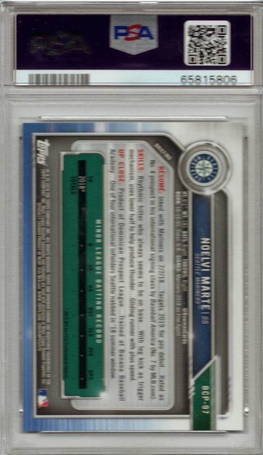 Graded 2019 Topps Bowman Noelvi Marte #97 Prospects Chrome Rookie RC Baseball Card PSA 10 Gem Mint