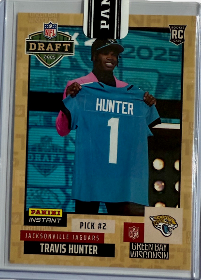2025 Panini Instant NFL Travis Hunter #DN2 Draft Night Beige /25 Rookie RC Football Card
