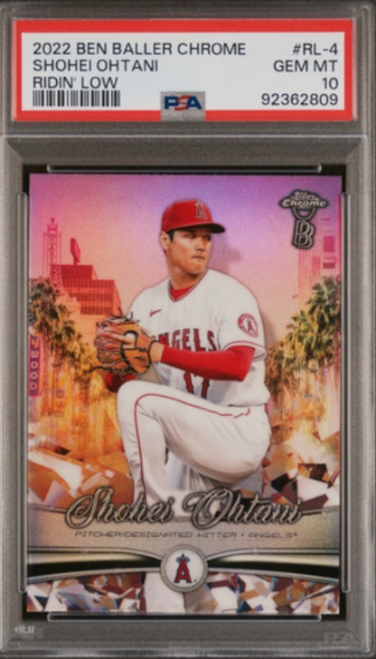 Graded 2022 Topps Ben Baller Chrome Shohei Ohtani #RL4 Ridin Low Baseball Card PSA 10 Gem Mint