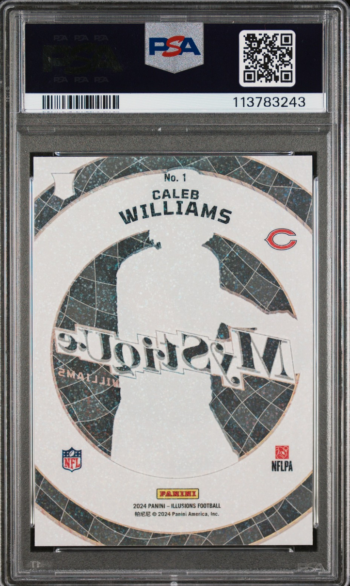 Graded 2024 Panini Illusions Caleb Williams #1 Mystique Stardust Rookie RC Football Card PSA 10 Gem Mint