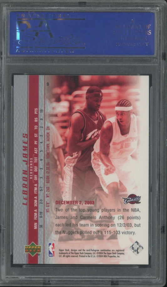 Graded 2003-04 Upper Deck UD LeBron James #9 Phenomenal Beginning Rookie RC Basketball Card PSA 10 Gem Mint