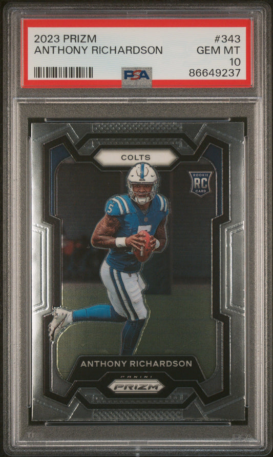 Graded 2023 Panini Prizm Anthony Richardson #343 Rookie RC Football Card PSA 10 Gem Mint
