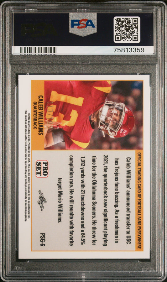 Graded 2023 Leaf Web Exclusives Caleb Williams #PSG6 Pro Gold Set #/199 Rookie RC Football Card PSA 10 Gem Mint