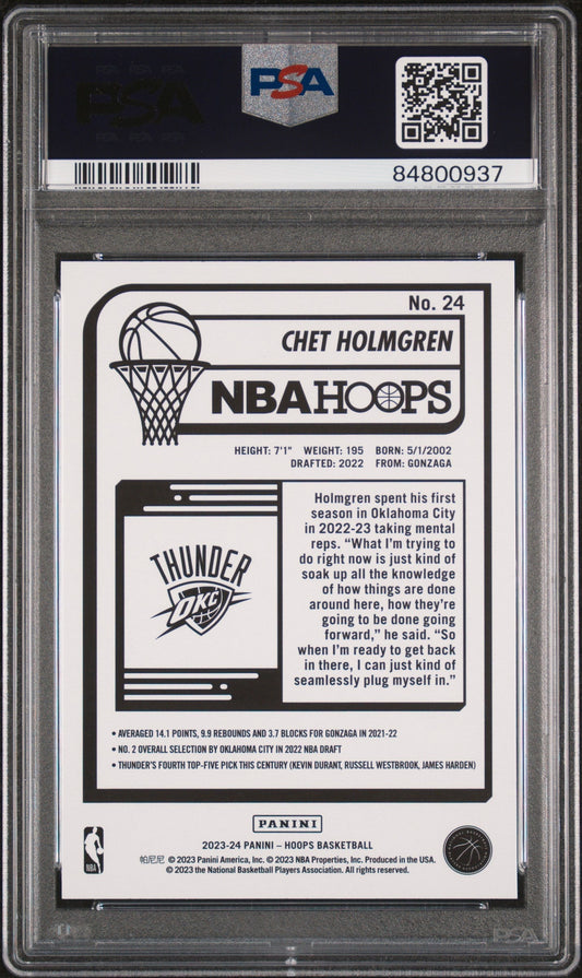 Graded 2023 Panini NBA Hoops Chet Holmgren #24 Basketball Card PSA 10 Gem Mint