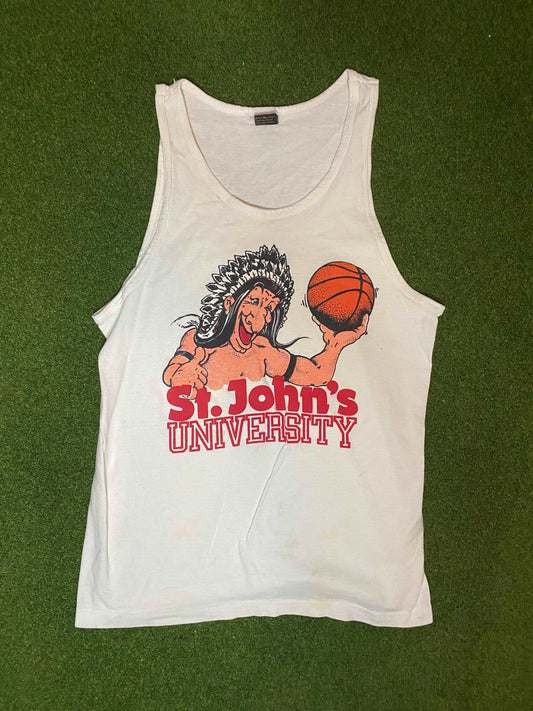 80s St. Johns Redmen- Vintage College Basketball Tank (Medium) Gametime Vintage