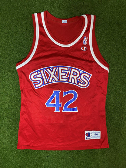 90s Philadelphia 76ers - Jerry Stackhouse #42 - Champion - Vintage NBA Jersey (40)