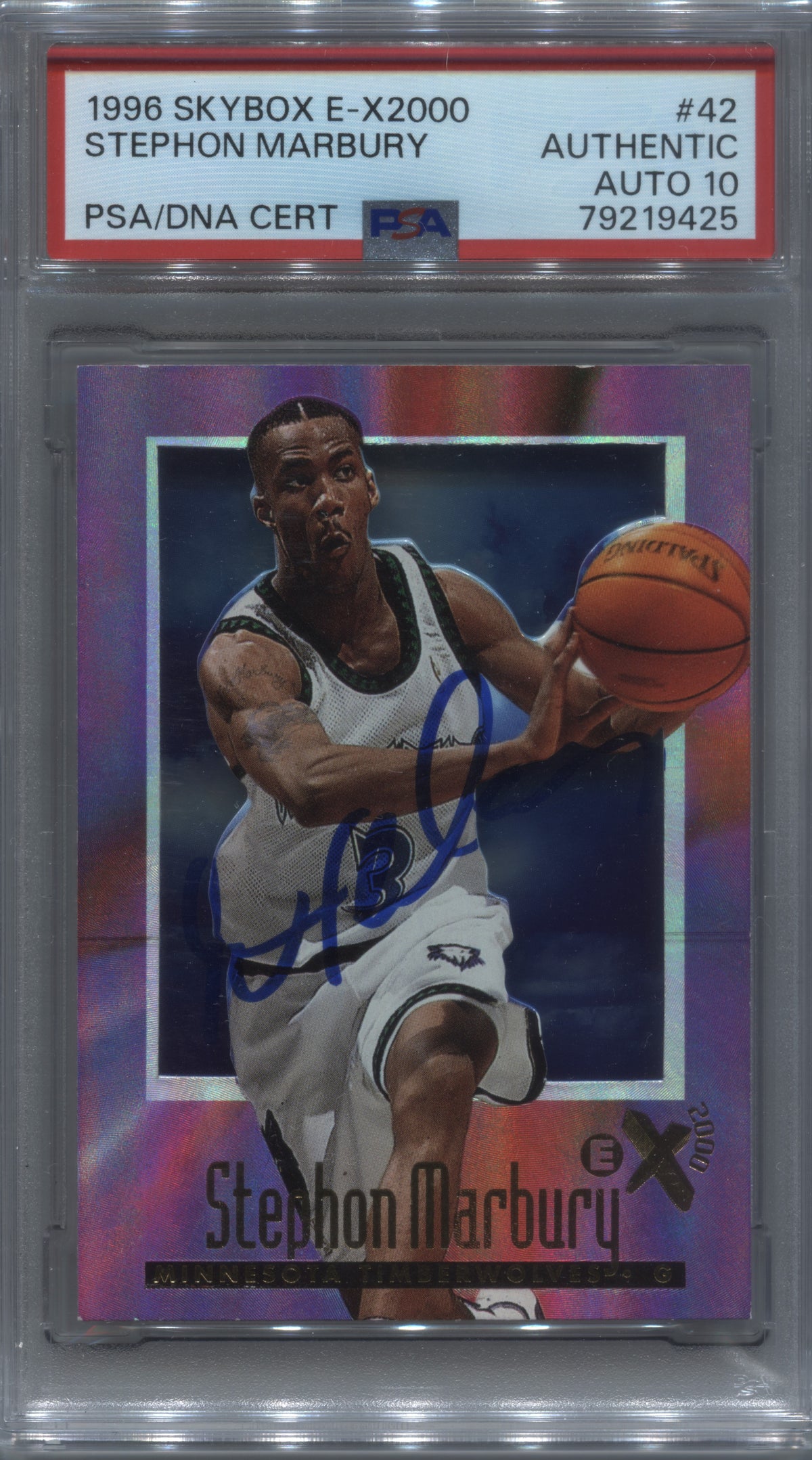 1996-97 SkyBox E-X2000 Stephon Marbury RC #42 Signed PSA/DNA Auto 10
