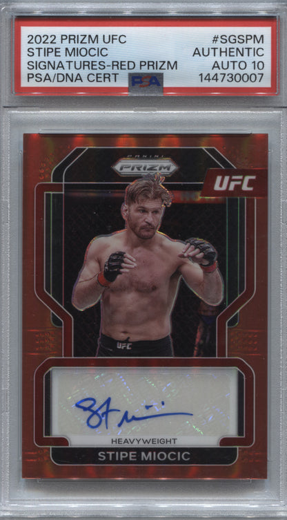 2022 Panini Prizm UFC Stipe Miocic Red /99 Signatures PSA Authentic Auto 10