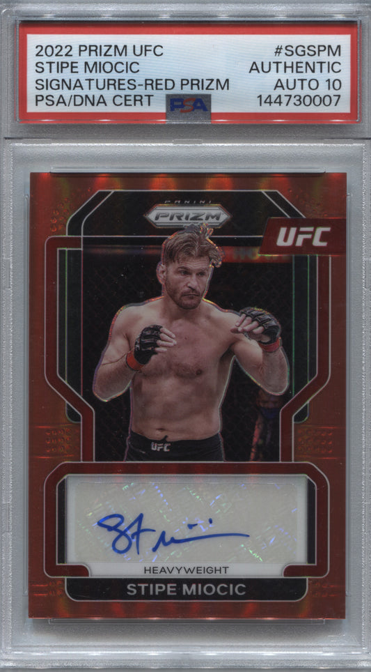 2022 Panini Prizm UFC Stipe Miocic Red /99 Signatures PSA Authentic Auto 10