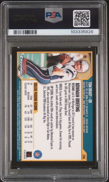 Graded 2000 Bowman Chrome Tom Brady #236 Rookie RC Football Card PSA 8 NM-MT