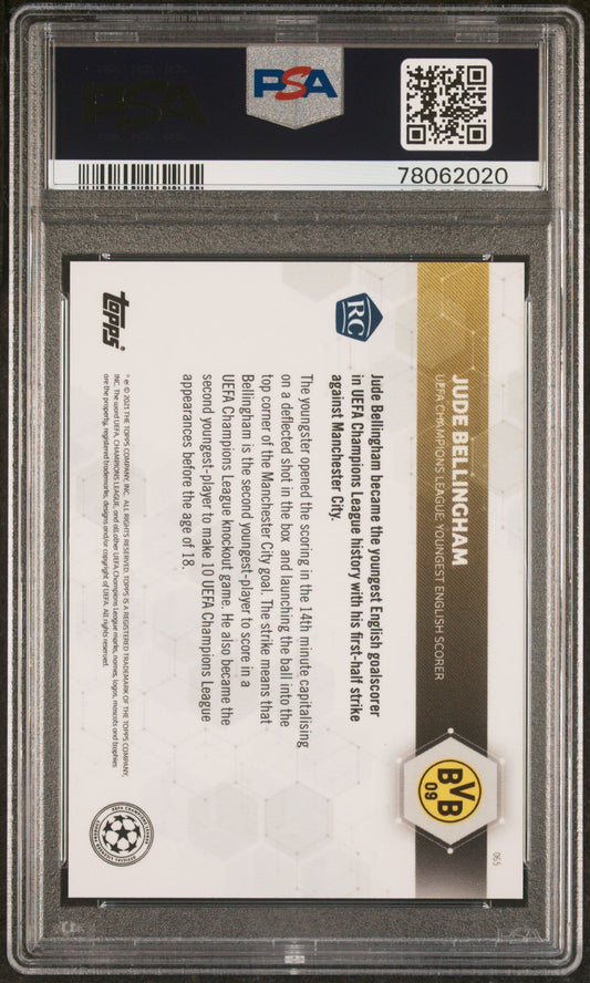 Graded 2020 Topps Now UCL Jude Bellingham #065 Rookie RC Soccer Card PSA 10 Gem Mint