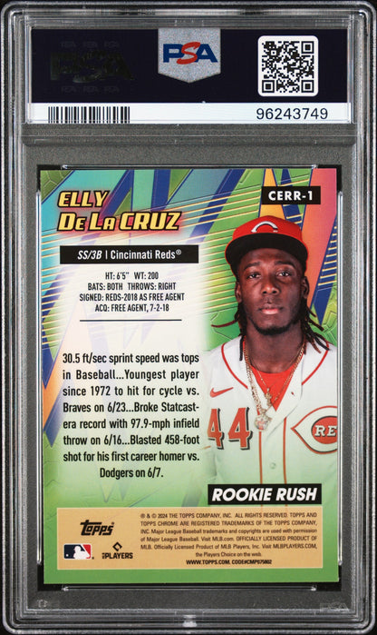 Graded 2024 Topps Chrome Elly De La Cruz #1 All Etch Rookie Rush Rookie RC Baseball Card PSA 10 Gem Mint