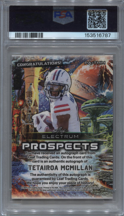 2024 Leaf Electrum Tetairoa McMillan Prospects Red Sparkle Auto /2 PSA 10