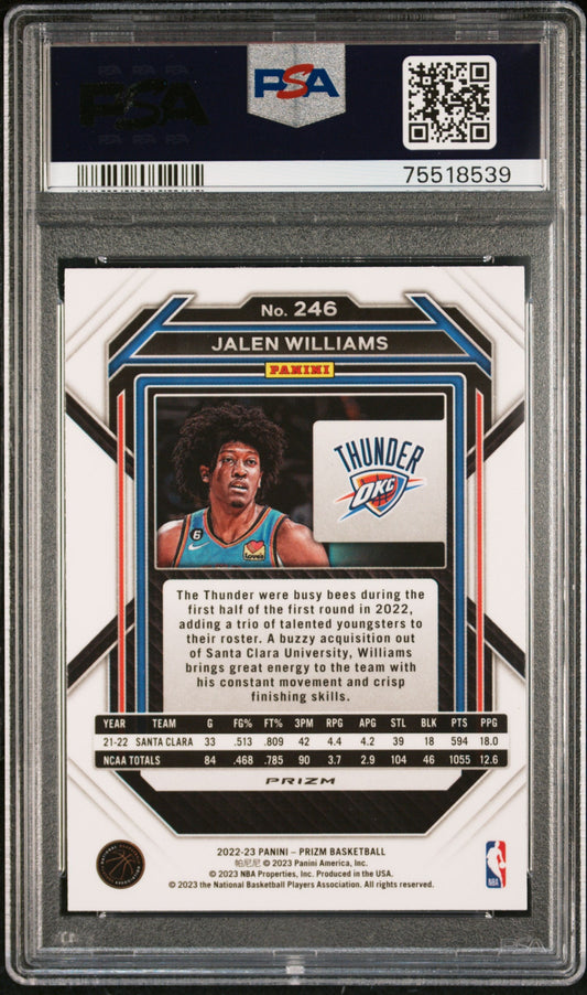 Graded 2022 Panini Prizm Jalen Williams #246 Red Ice Rookie RC Basketball Card PSA 10 Gem Mint