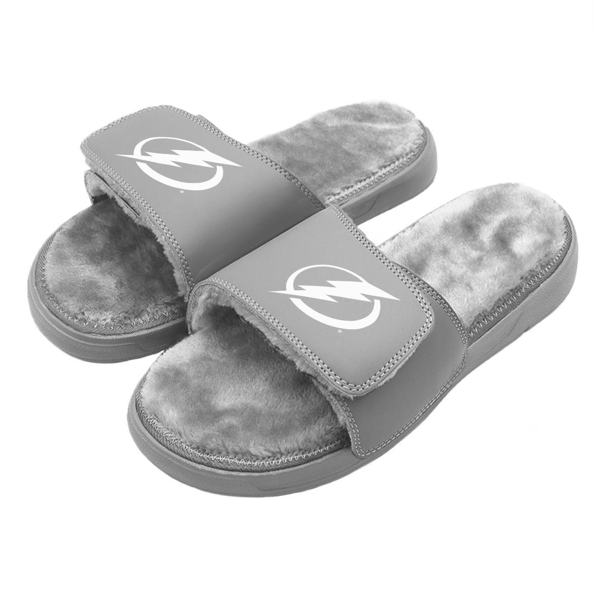 Tampa Bay Lightning Primary Grey Fur Slides