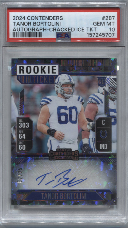 2024 Panini Contenders Tanor Bortolini Cracked Ice Rookie Auto /25 #287 PSA 10