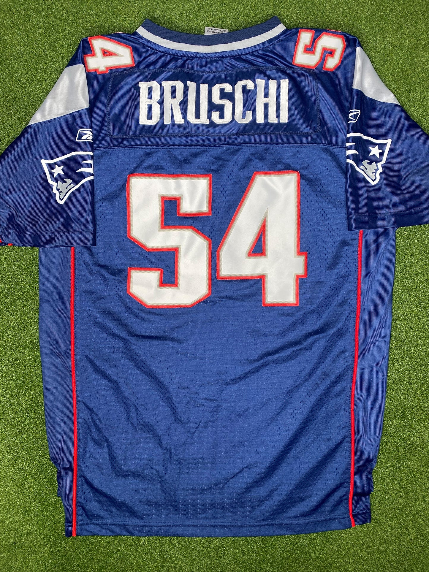 2002-2008 New England Patriots - Tedy Bruschi #54 - Authentic Stitched - Vintage NFL Jersey (Youth XL)