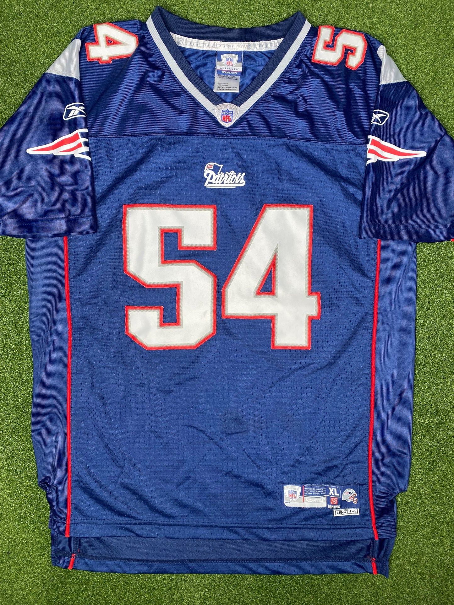 2002-2008 New England Patriots - Tedy Bruschi #54 - Authentic Stitched - Vintage NFL Jersey (Youth XL)