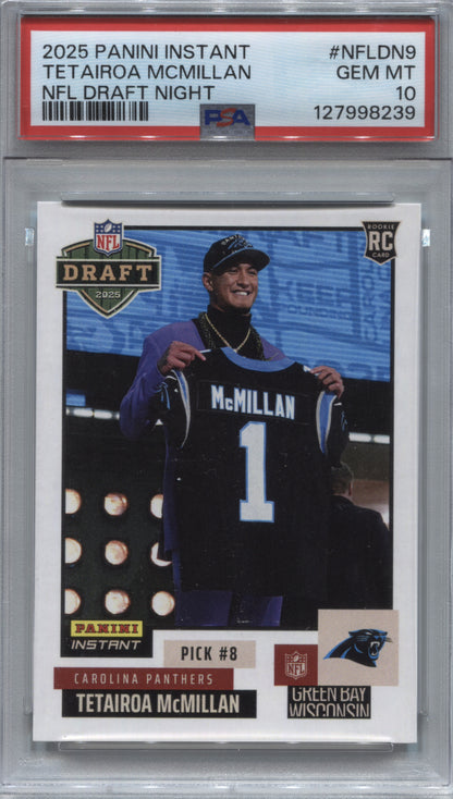 2025 Panini Instant Tetairoa McMillan NFL Draft Night RC #NFLDN-9 PSA 10