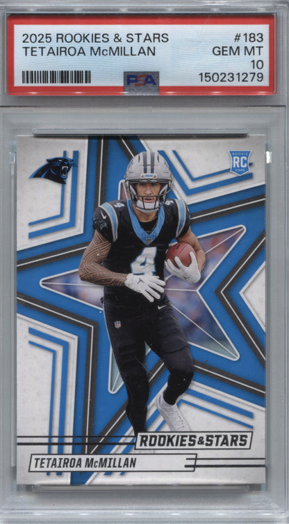 2025 Panini Rookies & Stars Tetairoa McMillan RC #183 PSA 10 Panthers