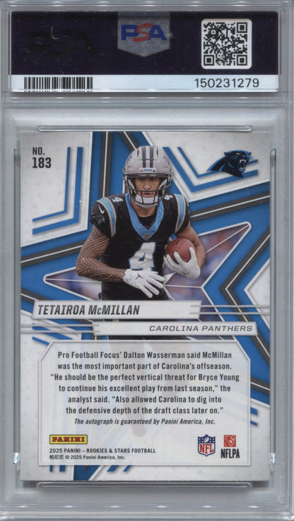 2025 Panini Rookies & Stars Tetairoa McMillan RC #183 PSA 10 Panthers