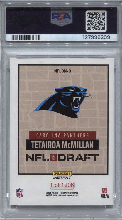 2025 Panini Instant Tetairoa McMillan NFL Draft Night RC #NFLDN-9 PSA 10
