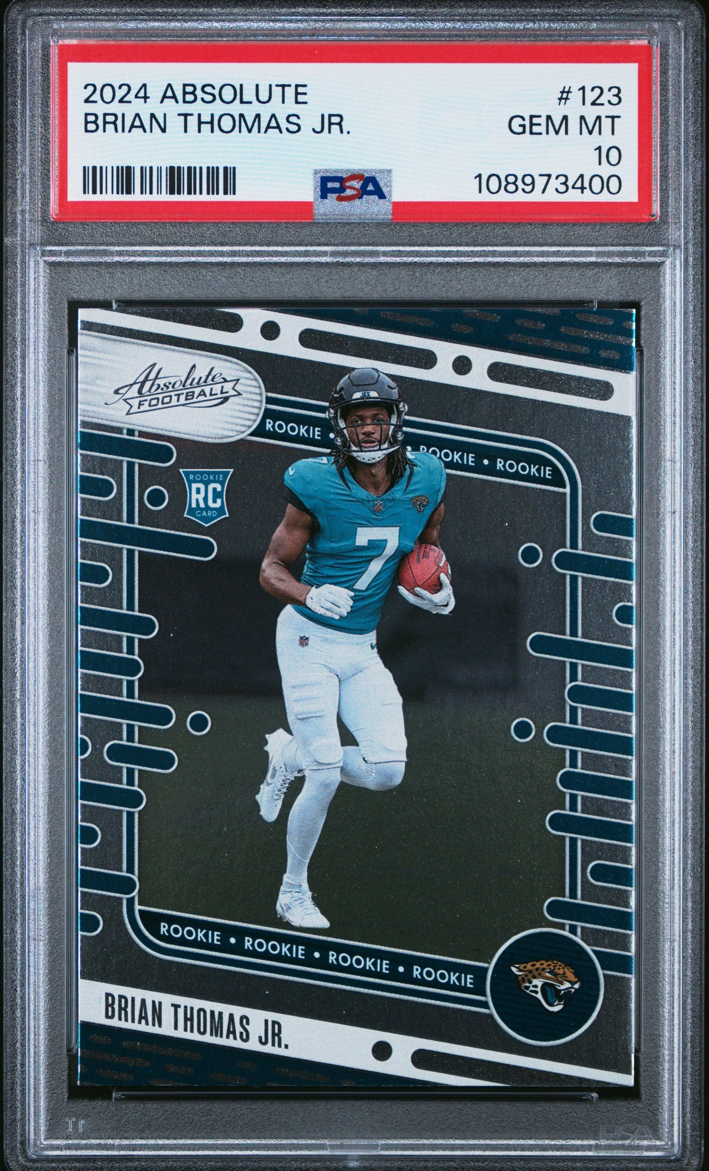 Graded 2024 Panini Absolute Brian Thomas Jr #123 Rookie RC Football Card PSA 10 Gem Mint