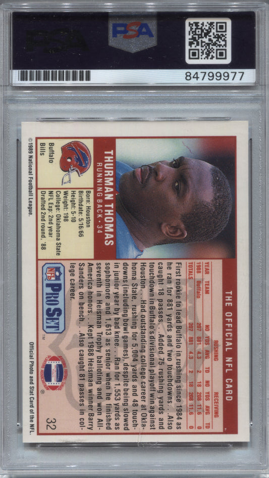 1989 Pro Set Thurman Thomas Rookie #32 Signed PSA/DNA Auto 10