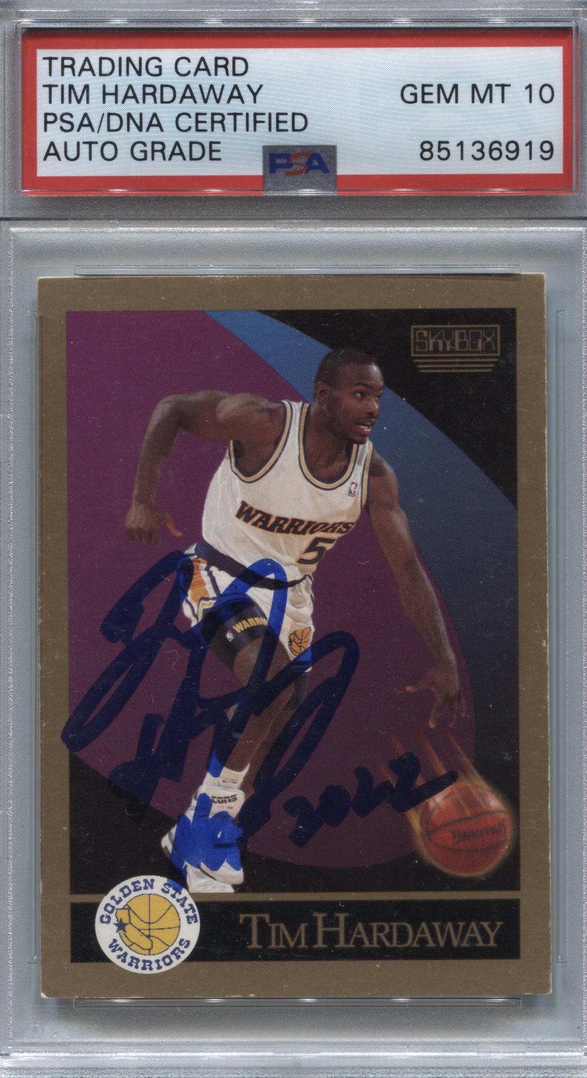 1990-91 SkyBox Tim Hardaway #95 Rookie Signed HOF 2022 PSA/DNA Auto 10