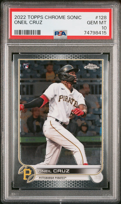Graded 2022 Topps Chrome Sonic Oneil Cruz #128 Rookie RC Baseball Card PSA 10 Gem Mint