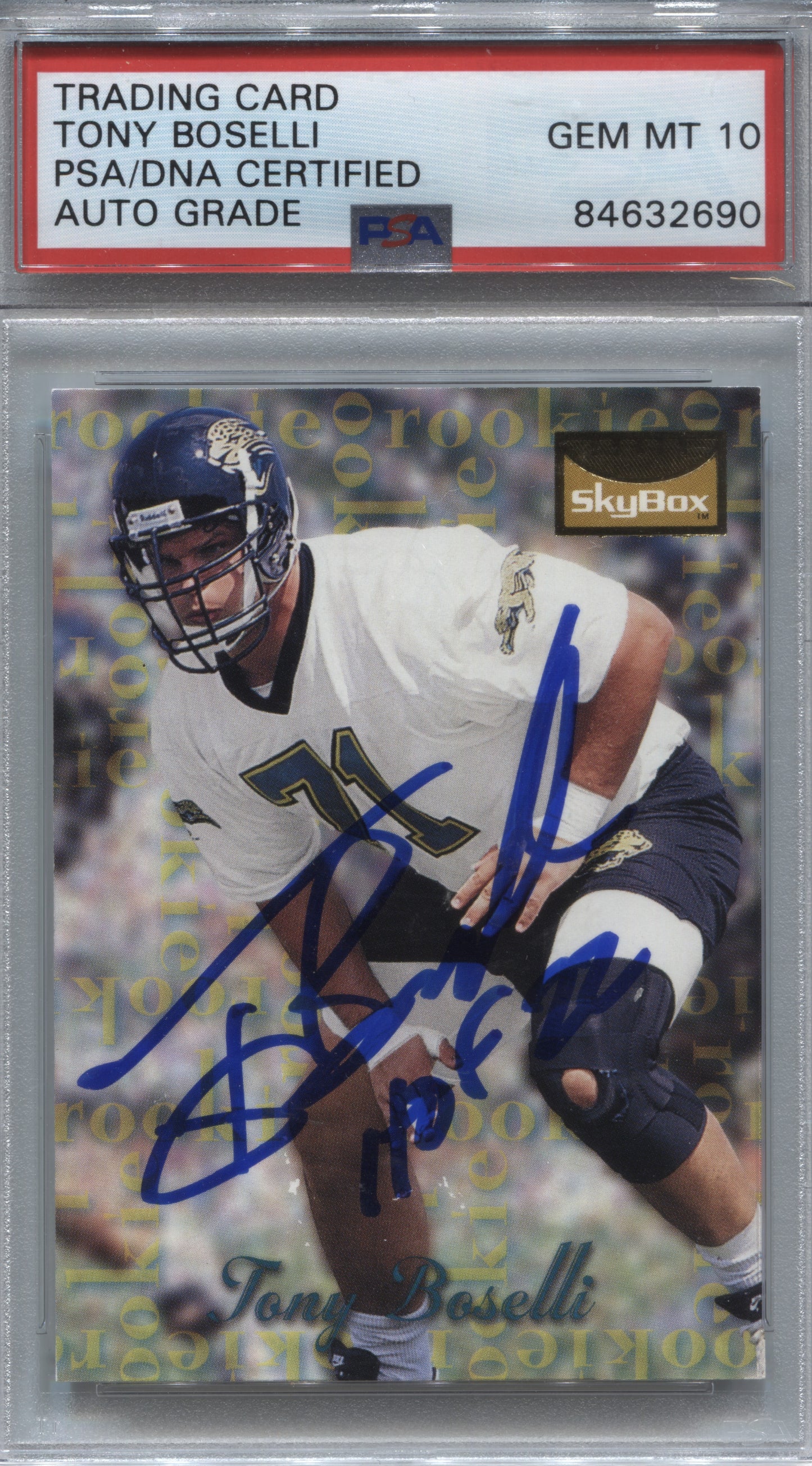 1995 SkyBox Premium Tony Boselli Rookie #160 Signed PSA/DNA Auto 10