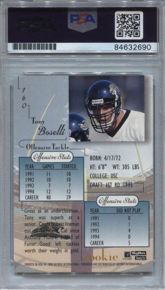 1995 SkyBox Premium Tony Boselli Rookie #160 Signed PSA/DNA Auto 10
