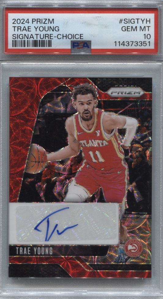 2024-25 Panini Prizm Trae Young Signatures Choice Auto #SIG-TYH PSA 10