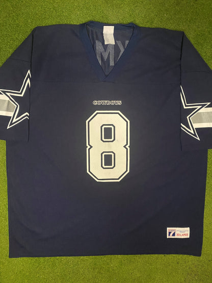 90s Dallas Cowboys - Troy Aikman #8 - Logo Athletic - Vintage NFL Jersey (2XL)