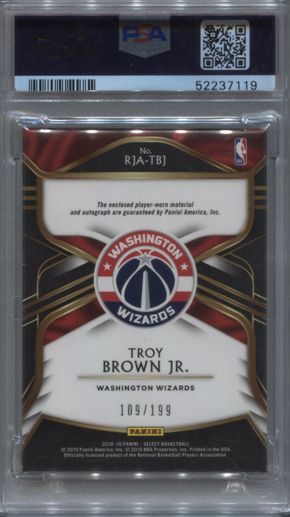 2018-19 Panini Select Troy Brown Jr Rookie Jersey Auto /199 PSA 10 Wizards