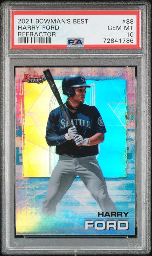Graded 2021 Topps Bowmans Best Harry Ford #88 Refractor Rookie RC Baseball Card PSA 10 Gem Mint