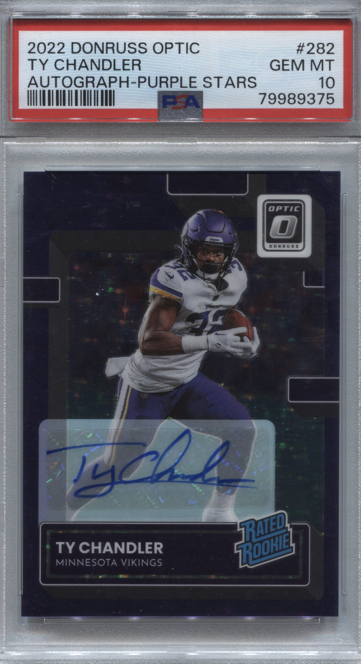 2022 Donruss Optic Ty Chandler Purple Stars Rookie Auto /10 PSA 10 #282