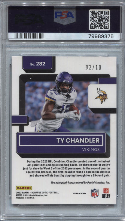 2022 Donruss Optic Ty Chandler Purple Stars Rookie Auto /10 PSA 10 #282