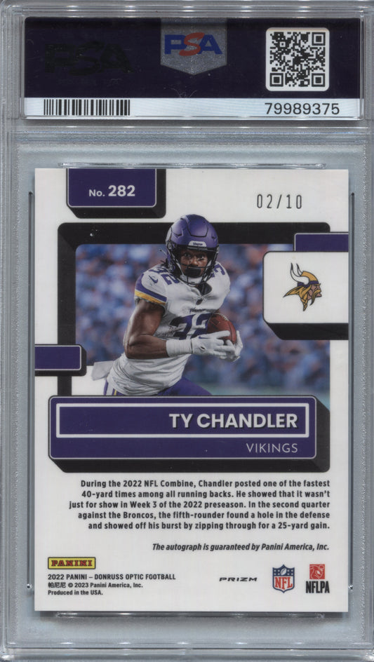 2022 Donruss Optic Ty Chandler Purple Stars Rookie Auto /10 PSA 10 #282