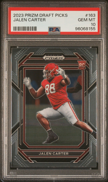 Graded 2023 Panini Draft Picks Jalen Carter #163 Rookie RC Football Card PSA 10 Gem Mint