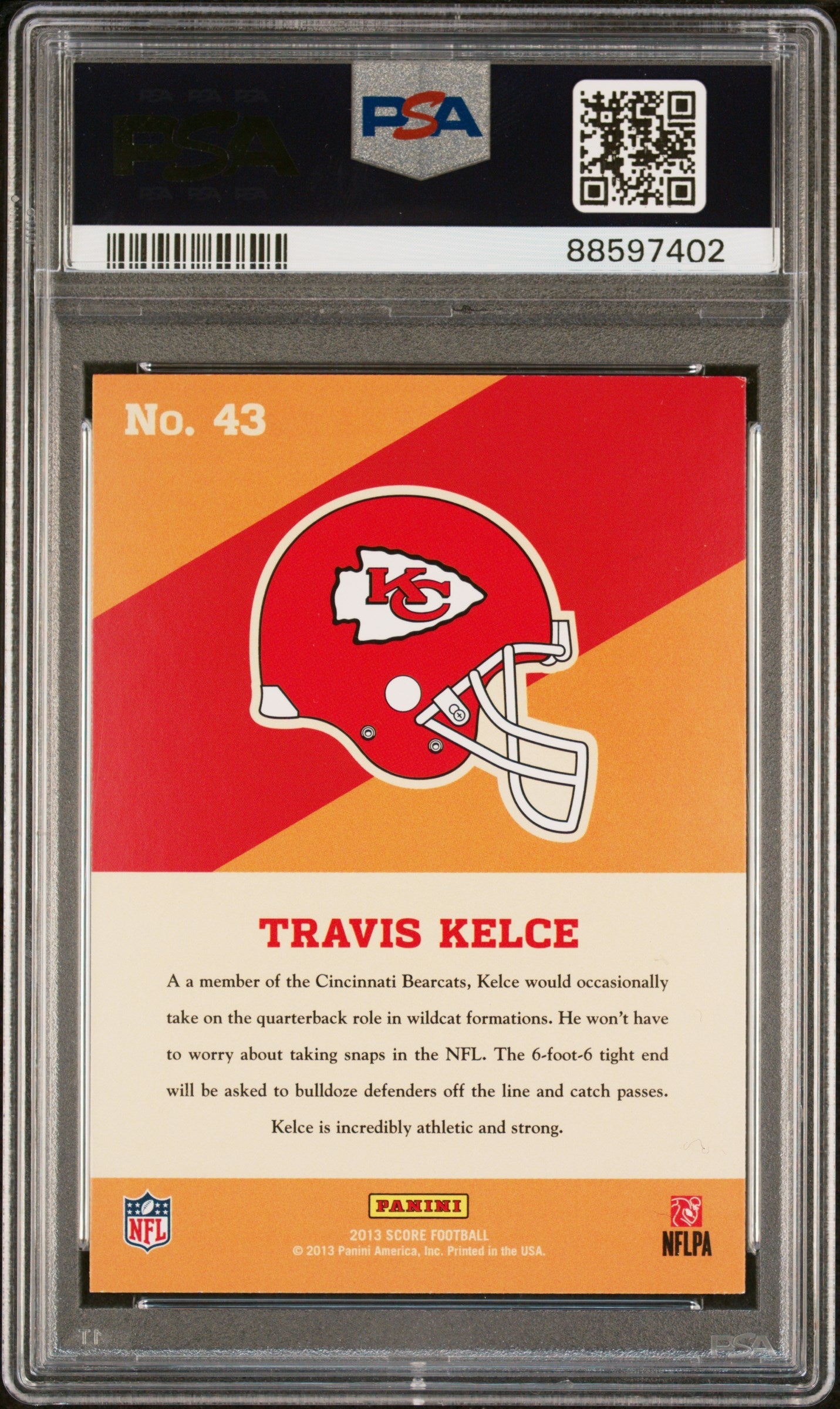 Graded 2013 Panini Score Travis Kelce #43 Hot Rookies RC Football Card PSA 9 Mint