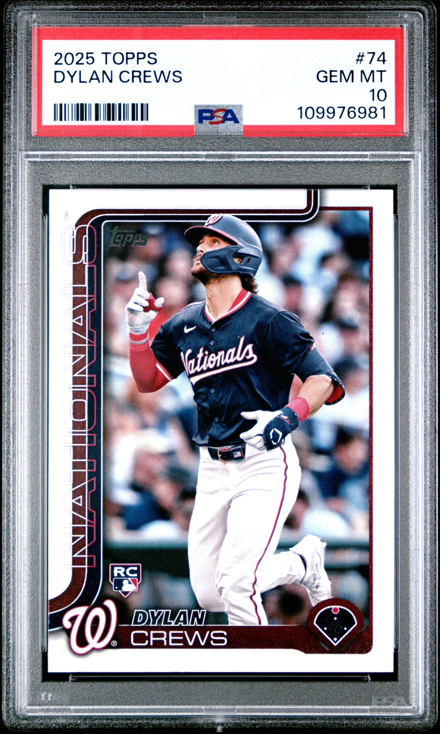 Graded 2025 Topps Dylan Crews #74 Rookie RC Baseball Card PSA 10 Gem Mint