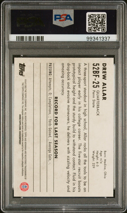Graded 2022 Topps Bowman University Drew Allar #52BF25 1952 Bowman Rookie RC Football Card PSA 10 Gem Mint