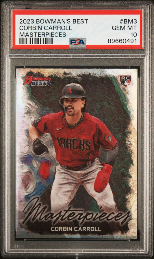 Graded 2023 Topps Bowmans Best Corbin Carroll #BM3 Masterpieces Rookie RC Baseball Card PSA 10 Gem Mint